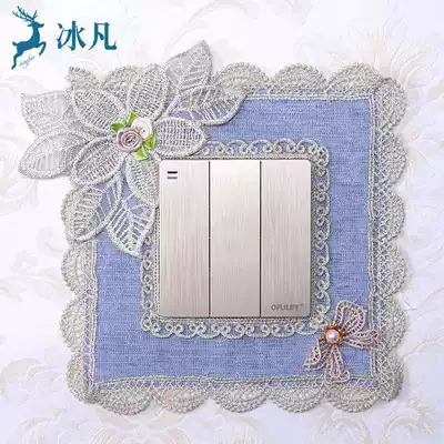 European fabric switch sticker wall sticker protective cover home lamp creative double socket panel decoration simple Nordic style