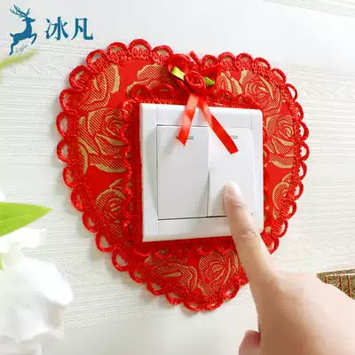 Switch protective cover fabric double switch stickers wall stickers European living room bedroom light socket panel decoration simple modern