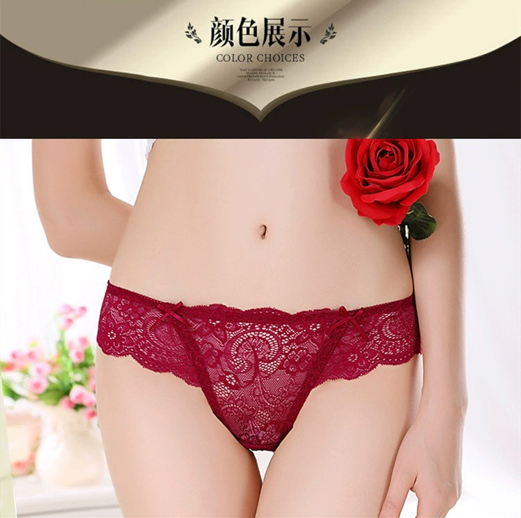 Âu Mỹ sexy ren trong suốt phụ nữ thong nóng cám dỗ nhìn xuyên qua quần T quần lót tam giác - G-string