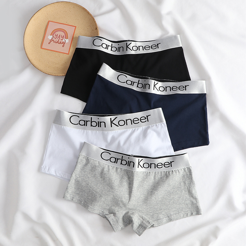 Women's Underwear, Pure Cotton, All-Cotton, Boxer Briefs, Unisex, Sporty, Youthful, Simple, Comfortable, Breathable, Four-Corner Antibacterial Shorts