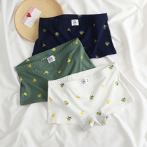 New style boxer briefs for women les handsome t cartoon print unisex pure cotton mid-waist triangle sports breathable pants simple
