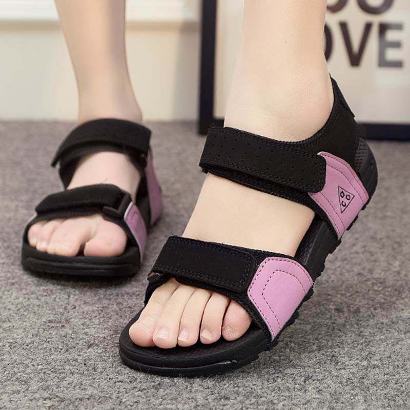 Sandals for Men, Leather, Student, Couple, Women, Korean Style, Casual, Trendy Brand, Slippers, 2025 Summer New Style, Vietnamese Black Beach Shoes