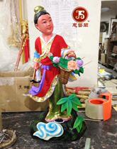 Blue Peihe camphor wood carved lacquer line carving traditional handmade statues and Buddha statues customized