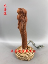 Wood carving Taoist supplies Law rope faucet Law whip God whip Wood carving fine handmade 10-inch head 7-foot rope