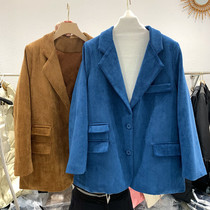 Light core suede jacket woman mid length 2021 autumn winter new sashimi blue suit casual western suit blouse