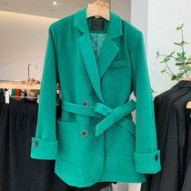 Cashew sweater Jacket Woman Thickening 2021 Winter New Body Slim Fit Slim Laces Double Row Buttoned Cotton Sumpsuit Jacket