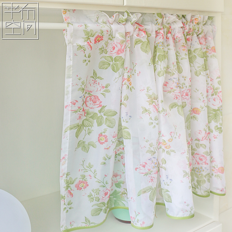 Small Floral Mini Pastoral Curtains, Bookcase Sheer Curtains, Dustproof, No-Drill, Fresh Style Door Curtains, Partition Sheer Curtains, Loft Half-Curtains