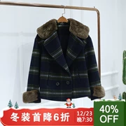 Bốn vấn đề ● Áo khoác mới 2018 thương hiệu quần áo mùa đông giảm giá cho nữ D8-998 ve áo ngắn phần len mỏng