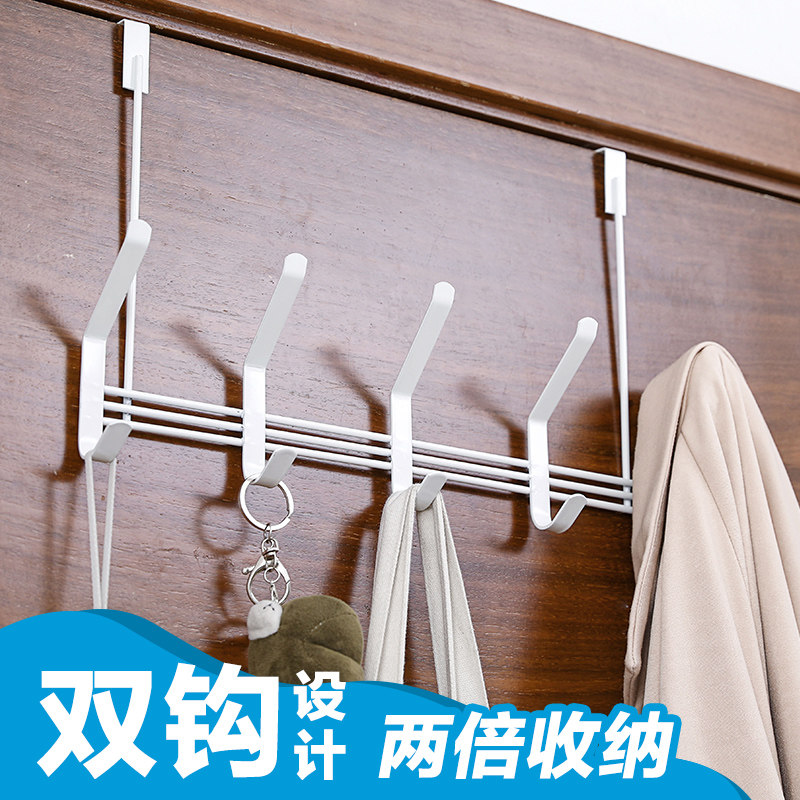 Home Iron Art Double Row Hook Door Rear Hanger Door Back Style Clothes Rack Free From Punching Door Clothes Rack