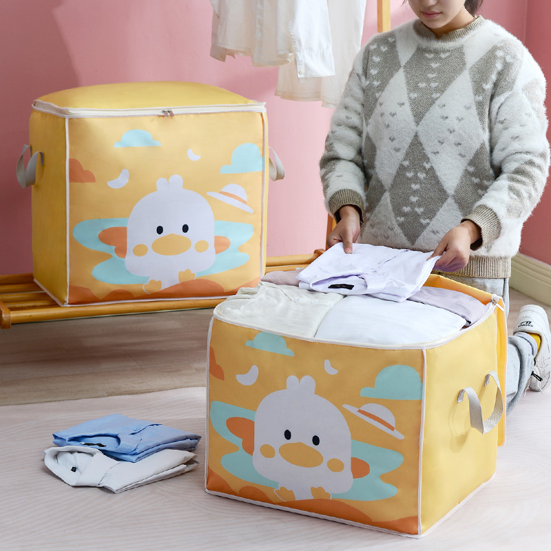 Home cartoon storage bag quilt clothing moving finishing bag household moisture-proof bag large sealed dust bag