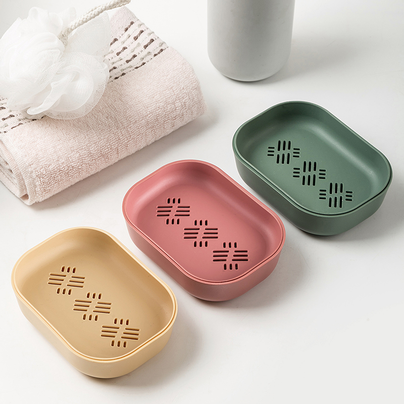 Home double soap box drain makeup room student dormitory creative shelf Home cute soap box