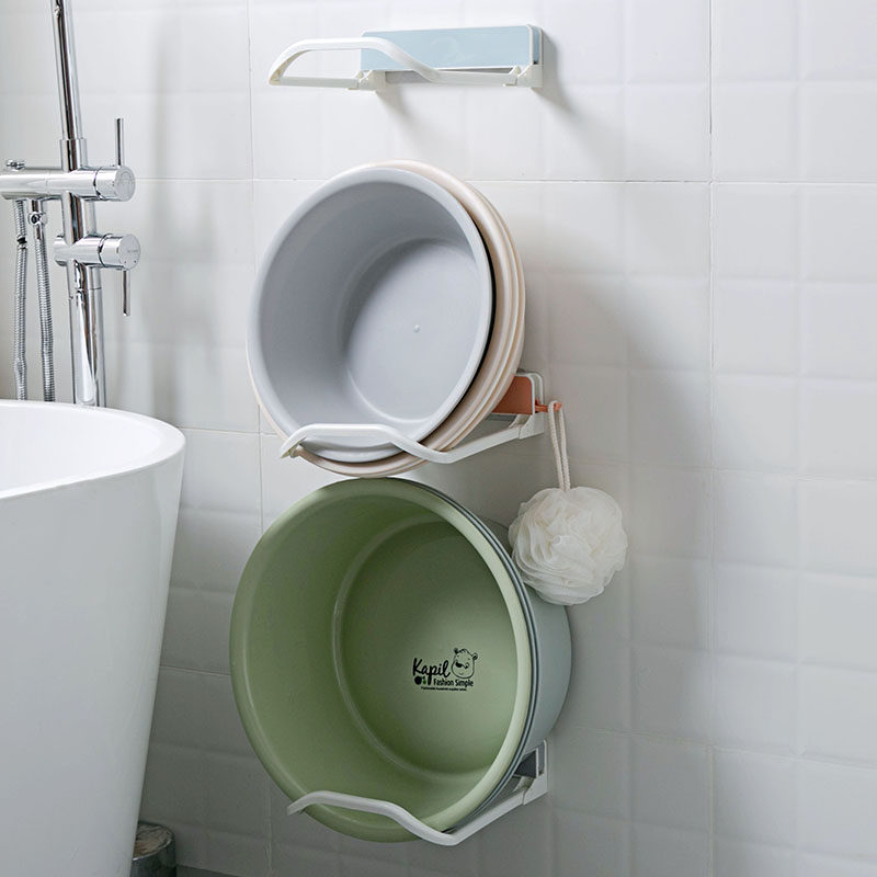 Home washbasin frame toilet wall hanging pot artifact free punching bathroom strong hook basin storage rack