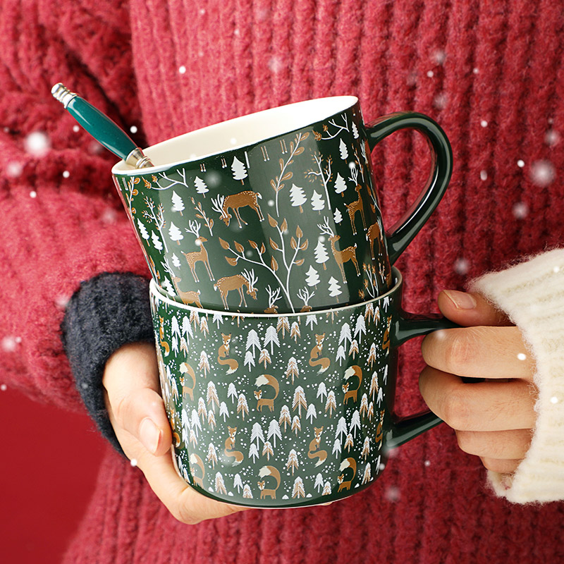 Home Ceramics Mark Cup Creative Tide Personality Christmas Coffee Cup Lovers MEN'S AND WOMEN'S BREAKFAST CUP HOME WATER CUP