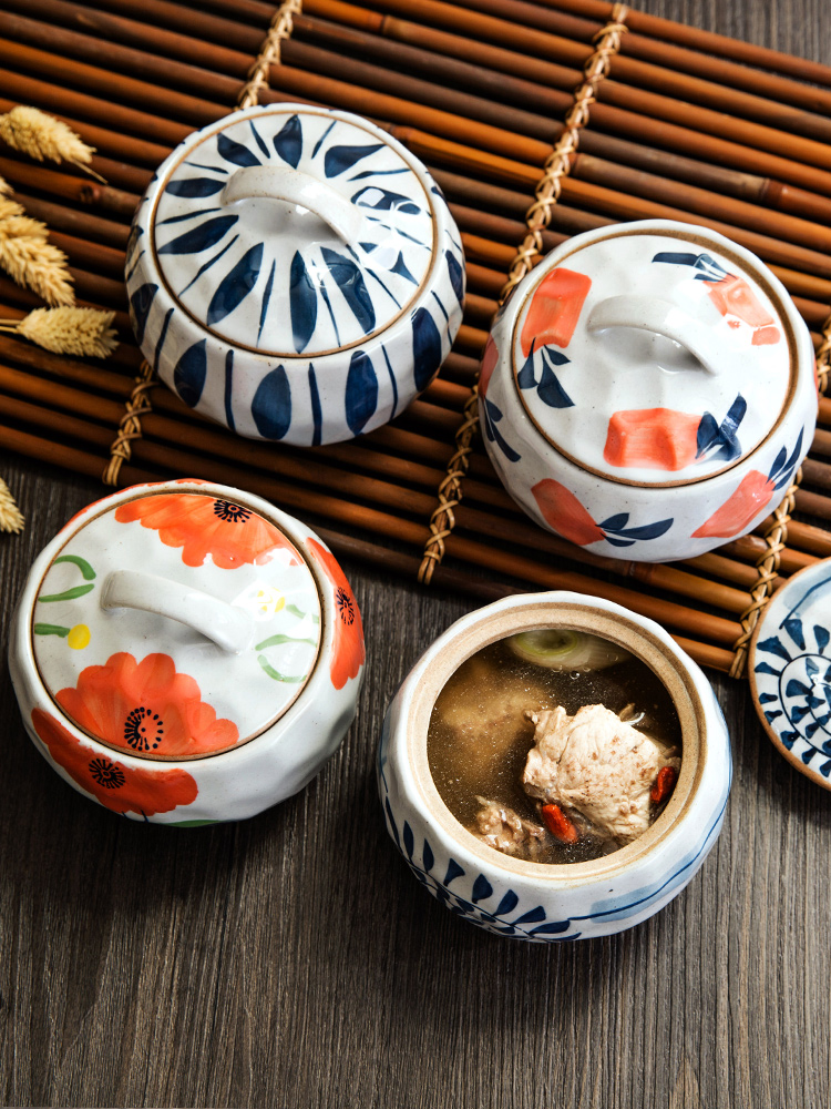 Household ceramic soup cup with lid Stew pot Water-separated steamed egg cup Soup pot Soup pot Soup pot Stew pot Soup pot Bird's nest small stew pot