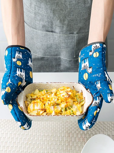 Домашние утолщенные изолированные перчатки кухня высокотемпературные микроволновые перчатки Дома