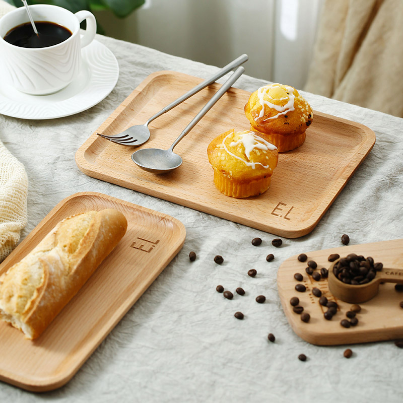 Home Home Nursery rectangular creative big number home woody tea tray Dining Hall Day Beech Wood Dumplings Water Fruit Tray