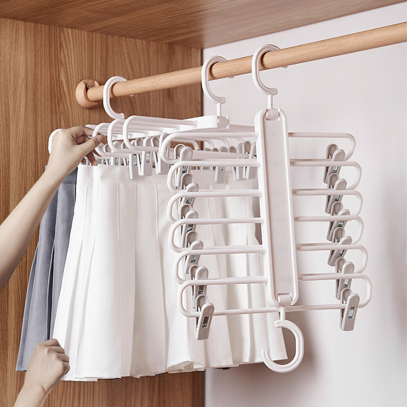 Home stretchable folding pants rack pants clip home traceless strong hanging pants storage artifact JK skirt clip hanger