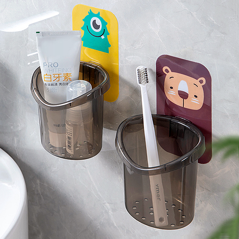 Home wall-mounted toothbrush containing barrel Dressing Room Drain-free Toothbrush Toothpaste Tooth toothpaste Tooth Holder Wash Shelve