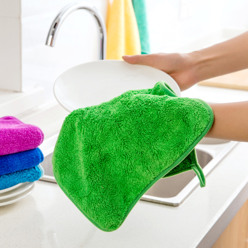 Home coral velvet decontamination oil dishcloth thickened dishcloth kitchen supplies cleaning hand towel absorbent towel