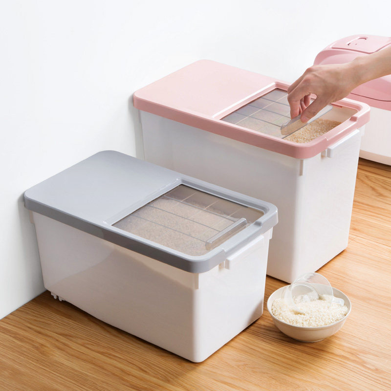 Household sealed insect-proof rice barrel storage box plastic moisture-proof rice tank 15kg kitchen thickened rice flour Flour bucket