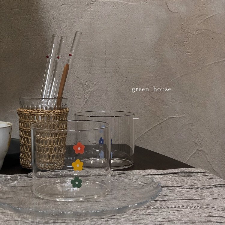 *green house* Korea ins flower glass cup 400ml