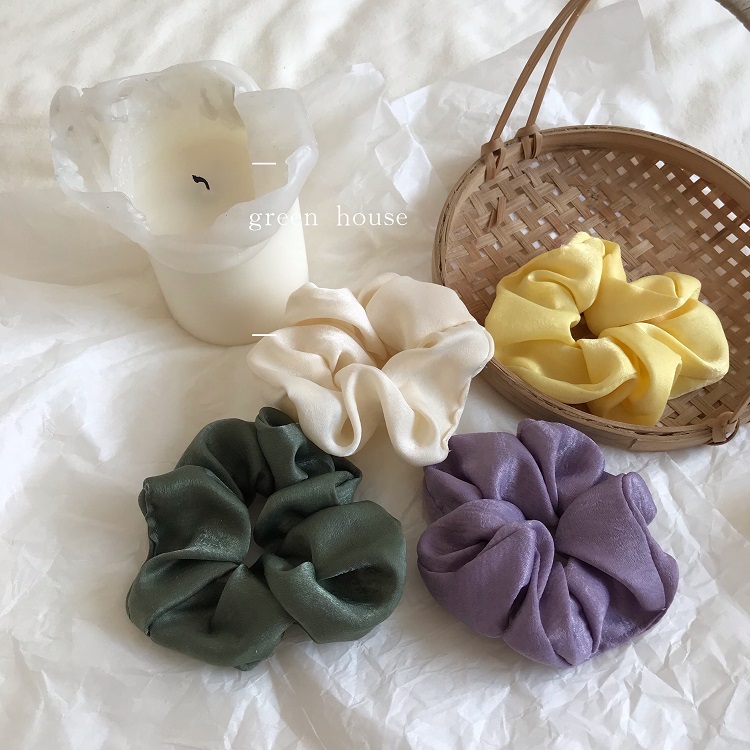 * green house * French ins silk satin cream pure colour large intestine ring hair ring