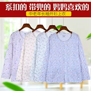 Đồ ngủ nữ mùa hè dài tay cotton dịch vụ tại nhà cotton trung niên cởi mở mẹ mỏng phần áo đơn quần áo mùa thu