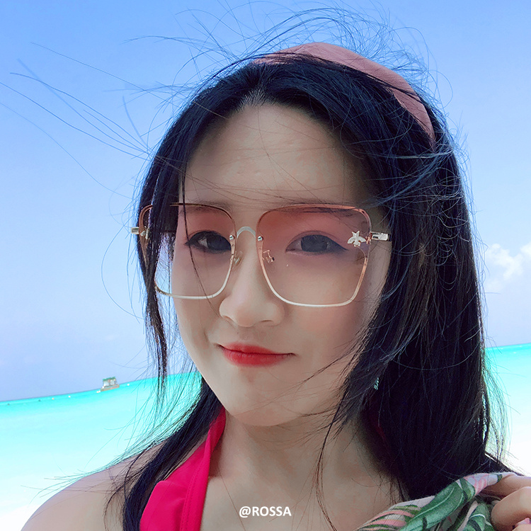 Ngôi sao thời trang gradient hồng tròn mặt kính râm hộp nữ thủy triều 2018 mới màu đỏ phiên bản Hàn Quốc của kính râm hộp lớn kính mắt quang nhãn