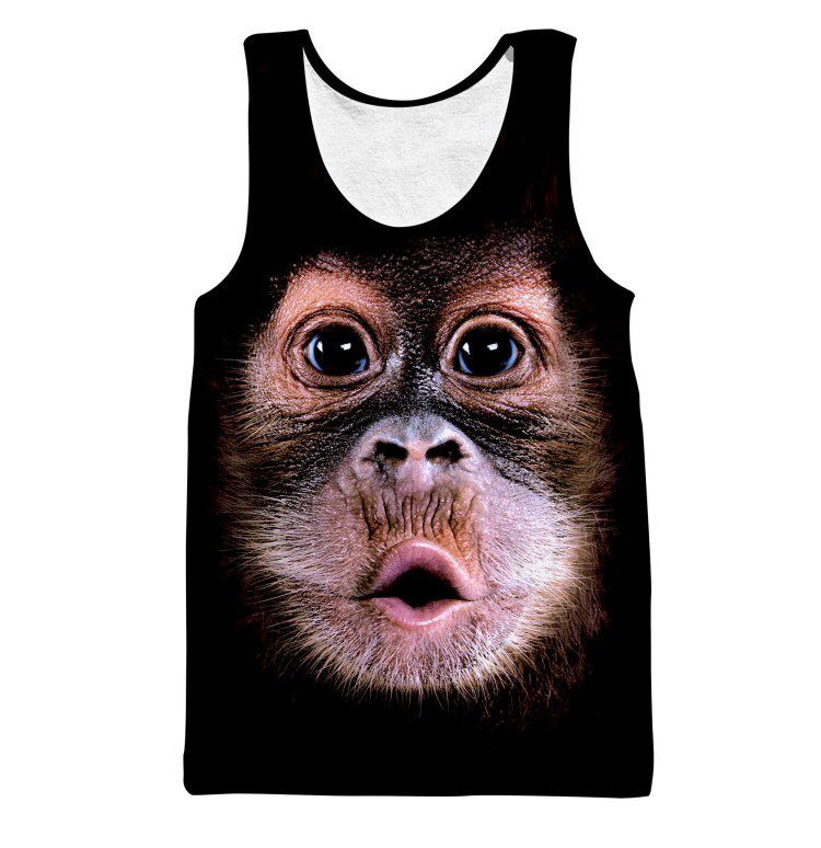 Funny Doodle Monkey 3d Gorilla Sweat Vest Fat Fat Kích thước lớn của nam giới Sáng tạo mô hình động vật ba chiều áo thể dục chấm com