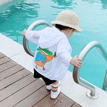 Qiyue homemade childrens sunscreen clothing 2021 summer thin bamboo cotton skin clothes for boys and girls breathable beach coat