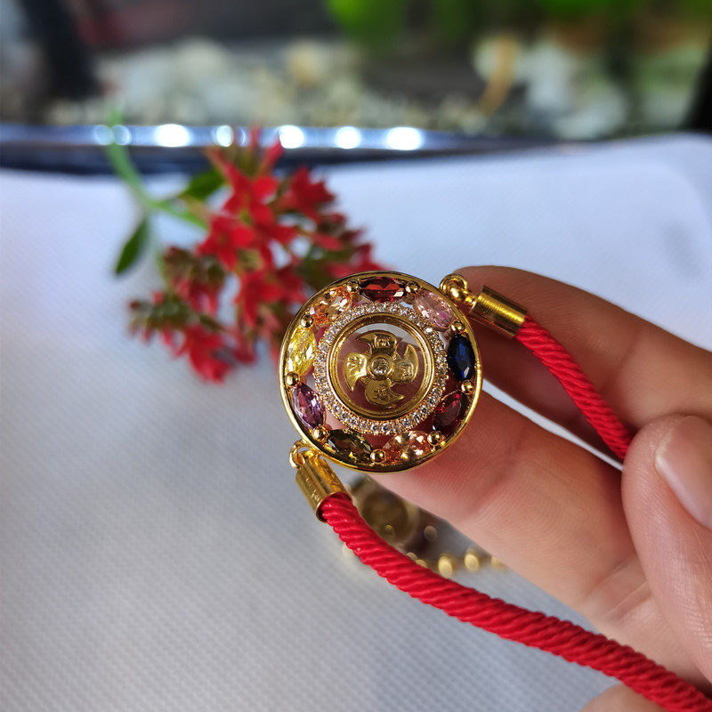 Time to run the trend Women's pendant necklace wind raw water up hand chain net red Thailand Transferable Peach Blossom Gold Steel Copper-Taobao