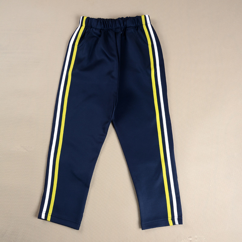 Spring and Autumn High School Students Elementary School Uniform Pants Boys Sweatpants Children's Women's Dark Blue School Pants Two Bars Red Blue White