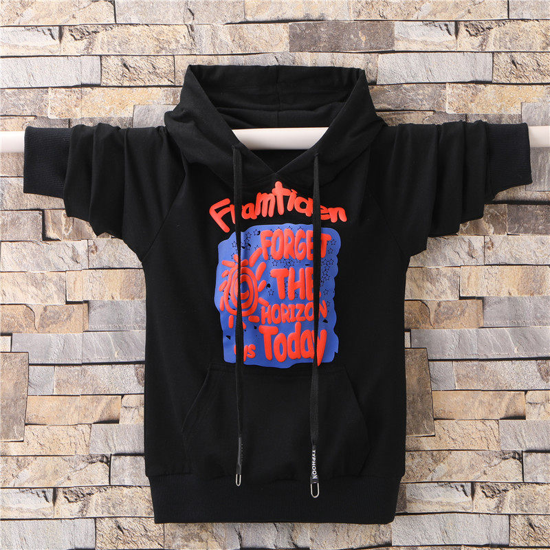 Autumn new cotton boy's sweater loose version plus velvet one-piece velvet in the big children's cotton youth hoodie trend