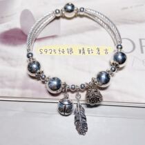 Vintage Thai Silver Personality Good Luck Ladybird Feather Lotus Pendant 925 Sterling Silver Bracelet Silver Beads Silver Bracelet Girl Student Silver Jewelry