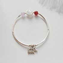  Thailand Chiang Mai retro auspicious little elephant Thai silver jewelry Lavender amethyst bracelet ladies original 925 sterling silver