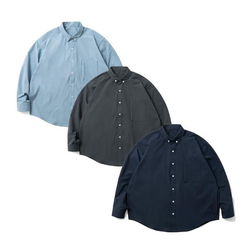Japanese-Style Solid Color Outdoor Loose-Fit Functional Men's Long-Sleeve Shirt with Pockets Cityboy