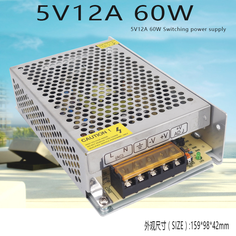 Switching Power Supply 5V12A Transformer 220V to 5V60W LED Model Module Fence Machine Power Supply S-60-5