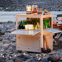 Outdoor camping storage tank camping picnic folding box wooden lid car trunk storage to organize travel storage box