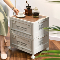 Outdoor camping storage tank folding box camping trunk loaded backup kit wooden clothing student dormitory storage box