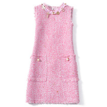 European station French celebrity peach pink woolen vest sleeveless small fragrant wind autumn winter vest dress dress