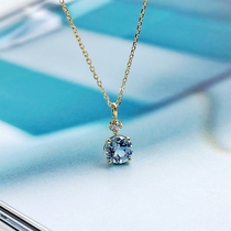 FAD Day Ensemble Light Extravagant Jewelry 10k Gold Natural Sea Blue Treasure A Diamond Shaped Pendant 100 Lapped Lock Bone Necklace