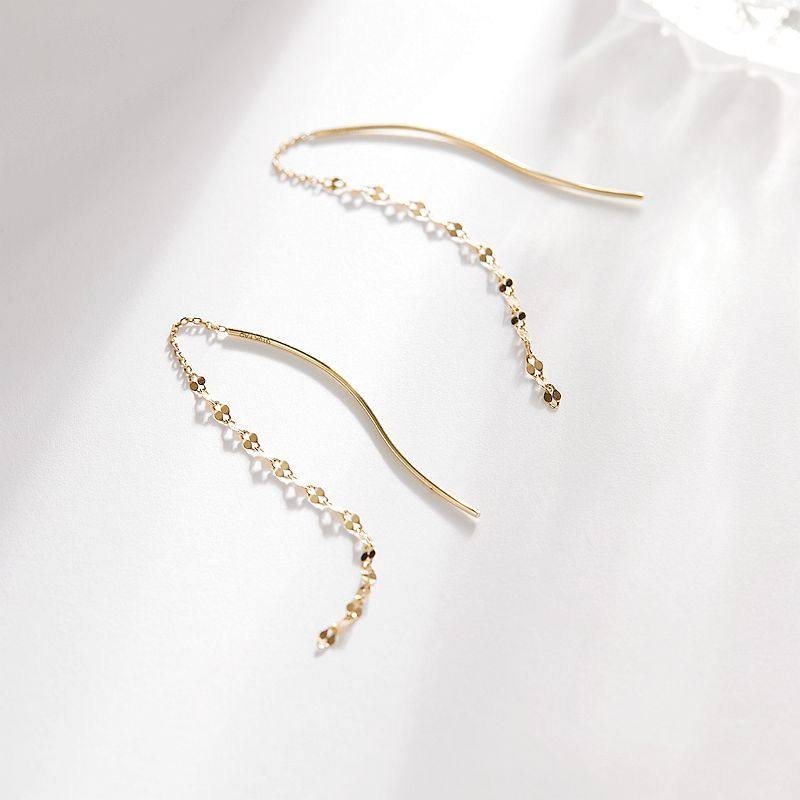 FADOOJ Day of light luxury and light jewels 10k gold sparkling wave with long ear necklace earrings female ornament commuter