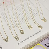 FADOOJ Day Department Light Extravagant Jewelry 10K Gold Letter Necklace Mosanstone Full Drill Lock Bone Chain Styling Woman