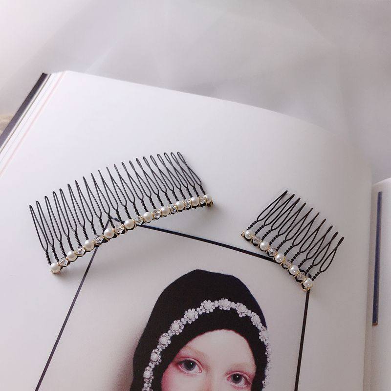 FADOOOJ Japanese light luxury natural freshwater pearl crystal hair clip card row card row comb hair clip hair accessories