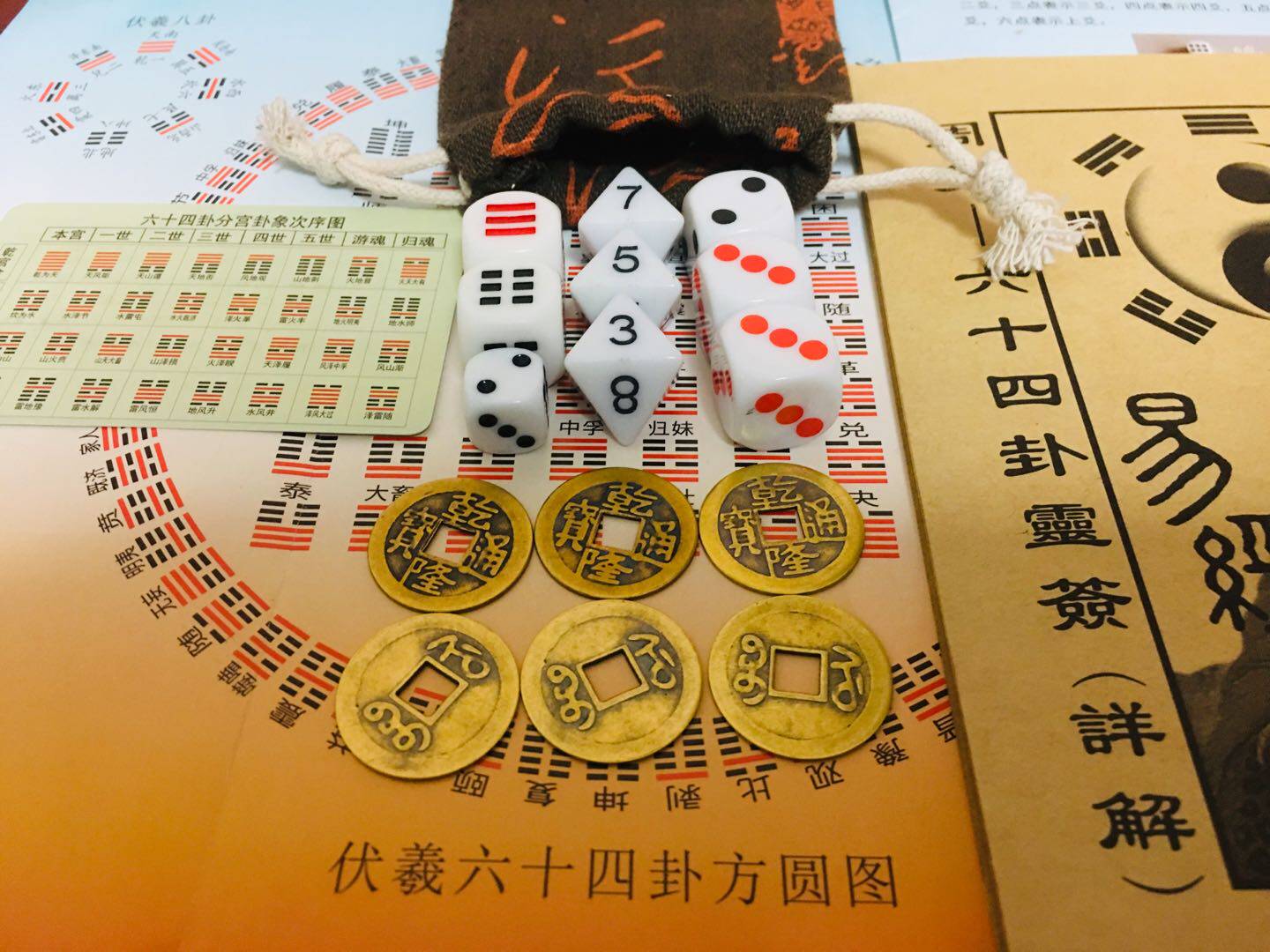 Yijing gossip dice Zhouyi shaking hexagram tool starting hexagram tool plate copper coin square circle map bamboo hexagram tube solid wood hexagram