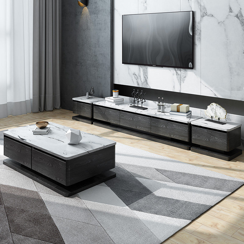New Nordic simple modern living room marble coffee table TV cabinet Cabinet combination set furniture Net Red