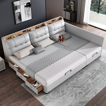 Parent-child bed second-child family bed family bed for three or four people combined extra-large bed 3-meter mother-child spliced bed solid wood and leather bed