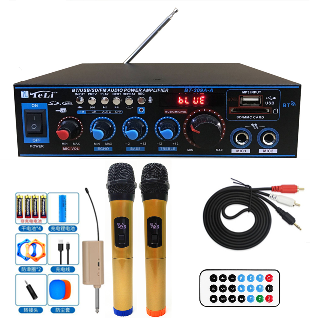 BT-309A-AB home sound power amplifier 12V Customize 110V High power USB recording Bluetooth radio power amplifier