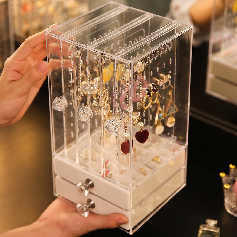 Net Red Acrylic Earrings Shelf Transparent Earrings Jewelry Box Necklace Hand Jewelry Household Makeup Storage Rack Dustproof