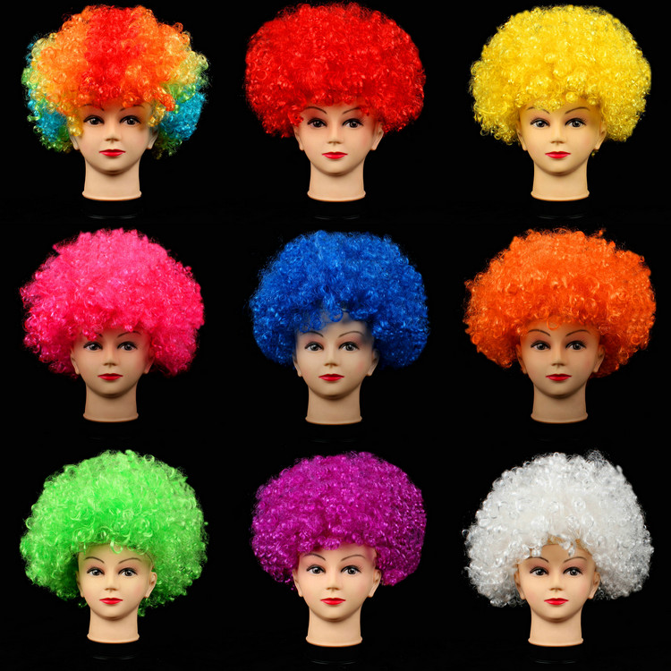Large fan wig explosive head clown headgear performance props clown wig hair set explosive head round curly hair